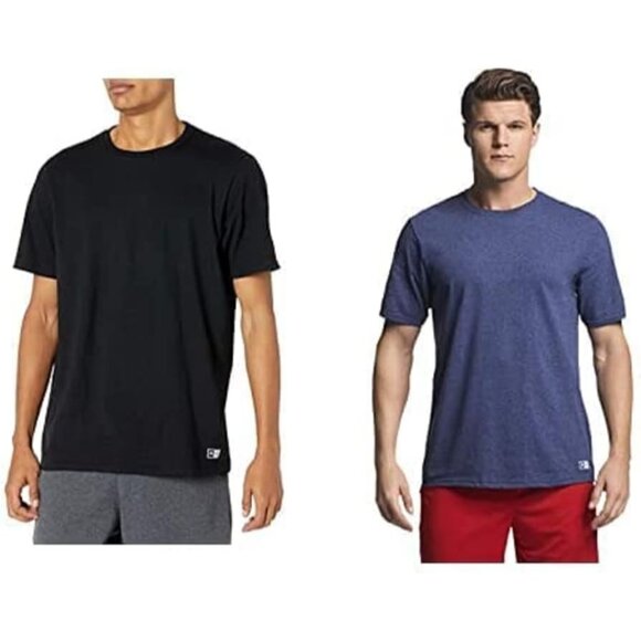 Russell Athletic Men's 2 Pack Black/Navy Imported Dri-power Short Sleeve Tees - Picture 1 of 1